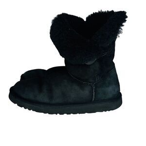 Ugg Womens Classic Bailey Button Black Round Toe Pull On Winter Boots Size US 9